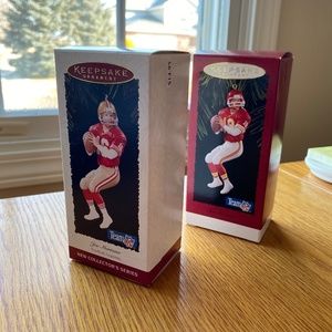 Hallmark Ornaments - 1995 - Joe Montana San Fran 49ers & Kansas City Chiefs